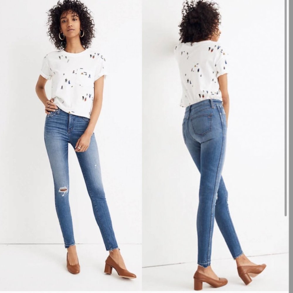 Madewell Women's 10" High-Rise Drop Step Hem Edition Distressed Skinny Jeans-25